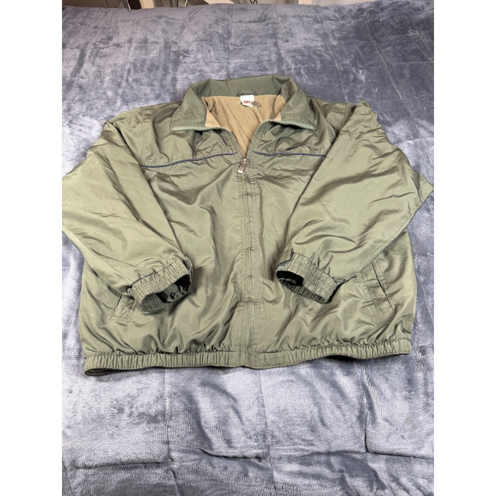 Vintage Nike Windbreaker Jacket Mens XL Olive Green Full Zip Fleece Lined Taiwan